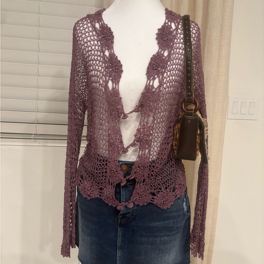 Purple Crochet Cardigan